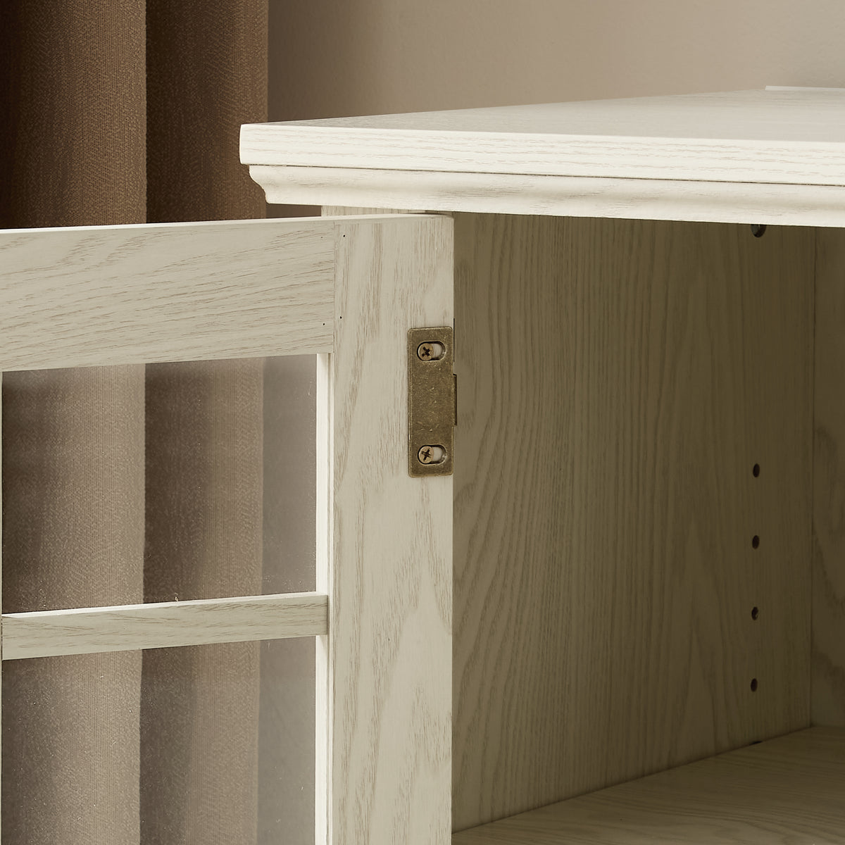 Anthony & Home Atelier White Faux Stone TV Stand, 70-inch with two doors, modern and sleek media storage unit.