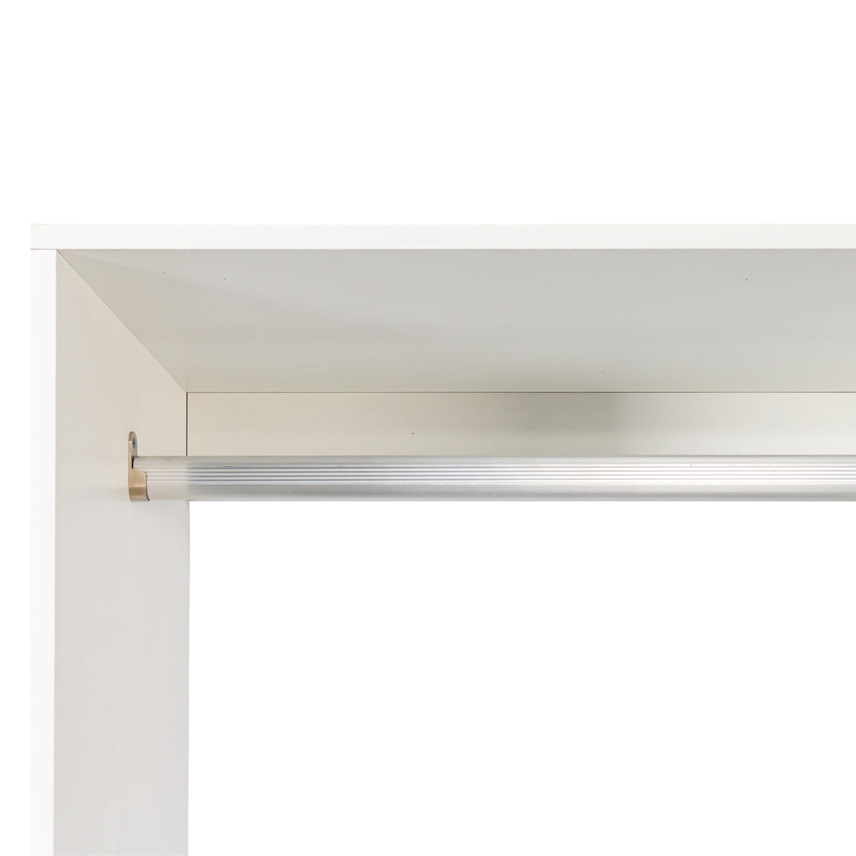 White wood wardrobe system by Anthony & Home featuring multiple storage compartments and sleek design.