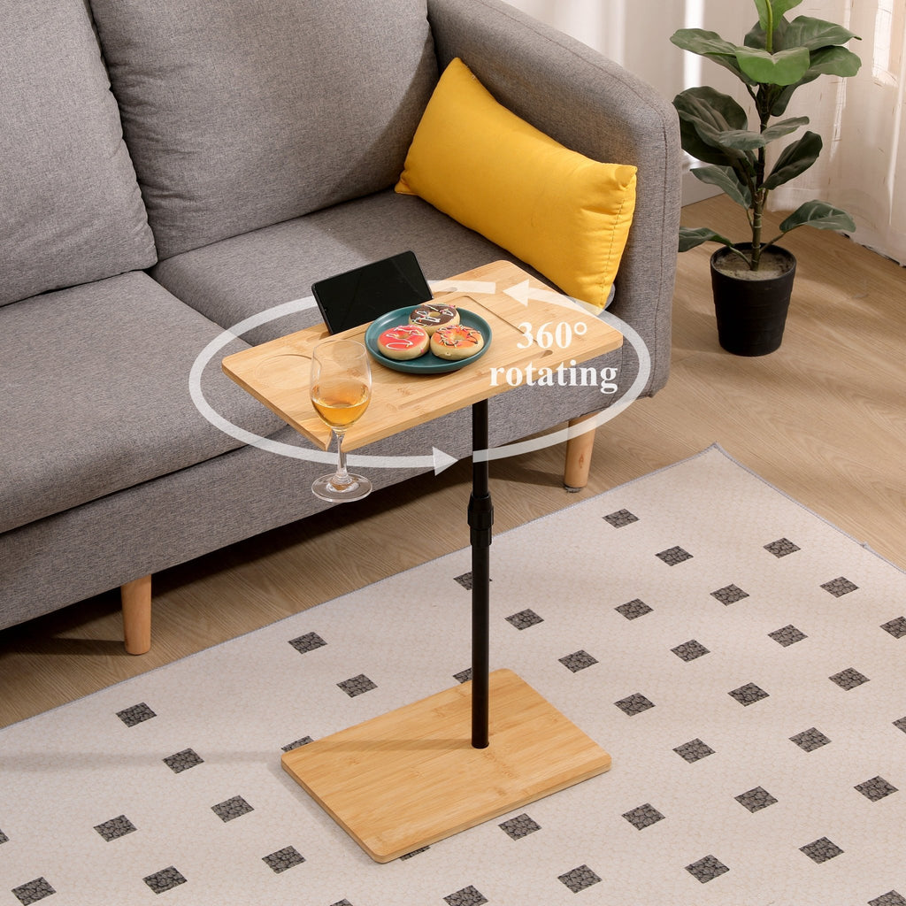 Bamboo C-shaped tray table by Anthony & Home featuring a sleek, natural bamboo design perfect for serving or as a side table.