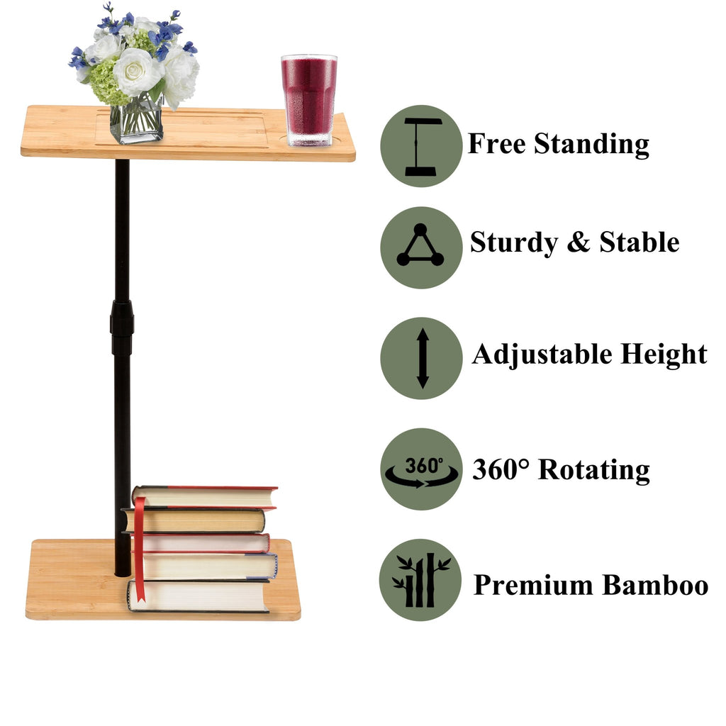 Bamboo C-shaped tray table by Anthony & Home, featuring a natural bamboo finish and a convenient C-shaped design for versatile use.