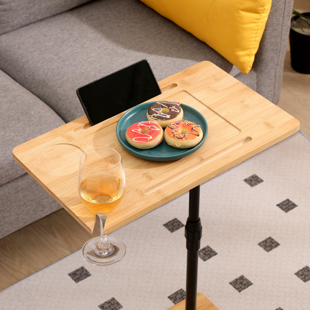 Bamboo C-shaped tray table by Anthony & Home featuring a natural bamboo finish and a sleek, functional design for small spaces.