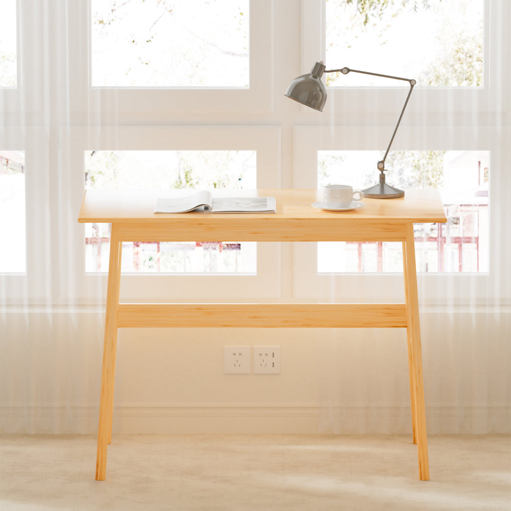 Anthony & Home Bamboo Computer Desk Atelier with sleek wood surface and sturdy bamboo frame, ideal for modern workspace setups.