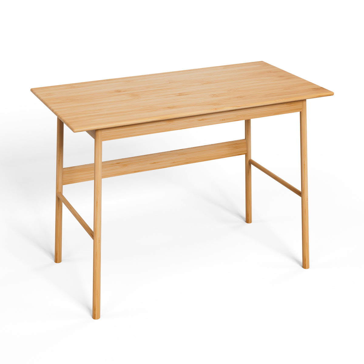 Anthony & Home Bamboo Computer Desk Atelier, modern workspace desk with sleek bamboo surface and sturdy wooden legs.