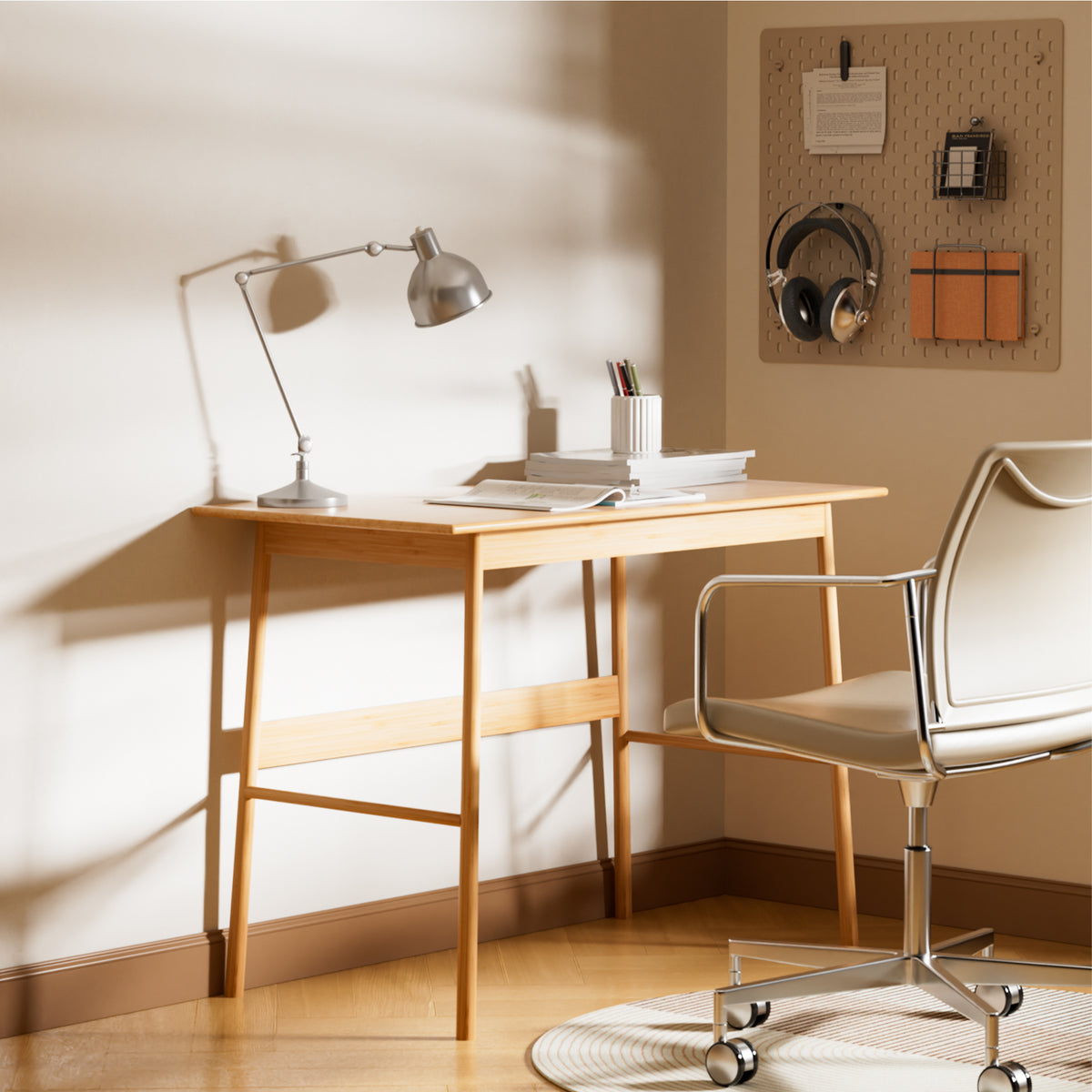 Anthony & Home Bamboo Computer Desk Atelier with sleek surface and modern design, ideal for home office workspace.