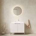Anthony & Home bathroom vanity with Carrara White marble sink, featuring a sleek modern design and ample storage space.