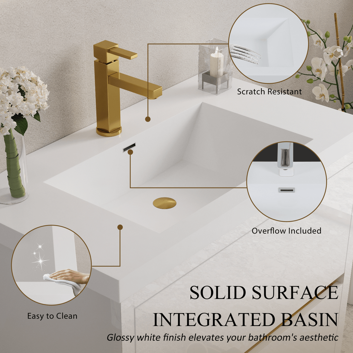 Anthony & Home bathroom vanity with stone resin countertop and integrated sink, featuring a modern design and storage cabinet.