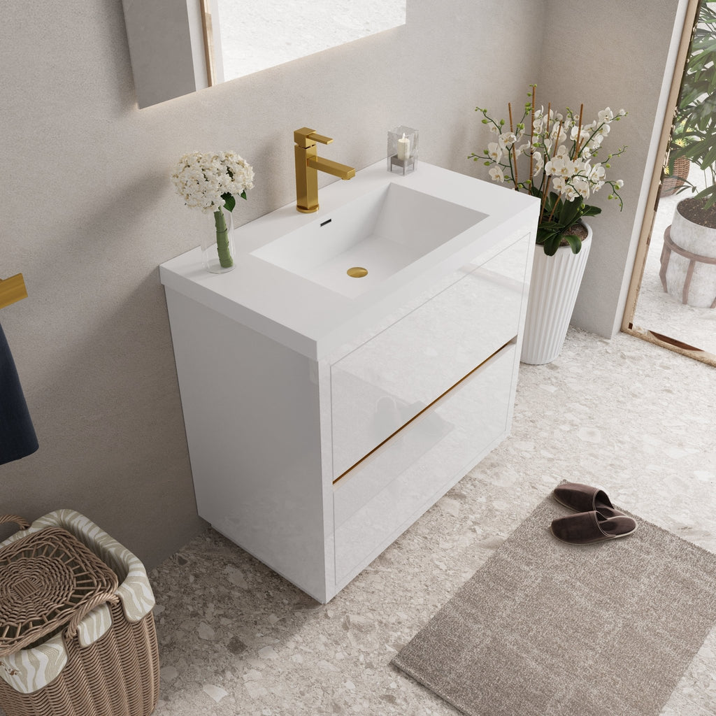 Anthony & Home bathroom vanity with stone resin countertop and integrated sink, modern vanity unit for stylish bathroom storage.