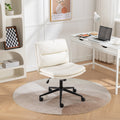 Anthony & Home Bizerte Atelier adjustable swivel chair with white finish, ideal for office and vanity use, featuring criss-cross design.