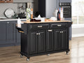 Black rubberwood kitchen island with spacious countertop and storage drawers from Anthony & Home Atelier collection.