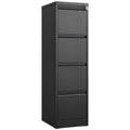 Black steel Elite 4-drawer vertical file cabinet with lock by Anthony & Home, showing sturdy drawers and secure locking mechanism.