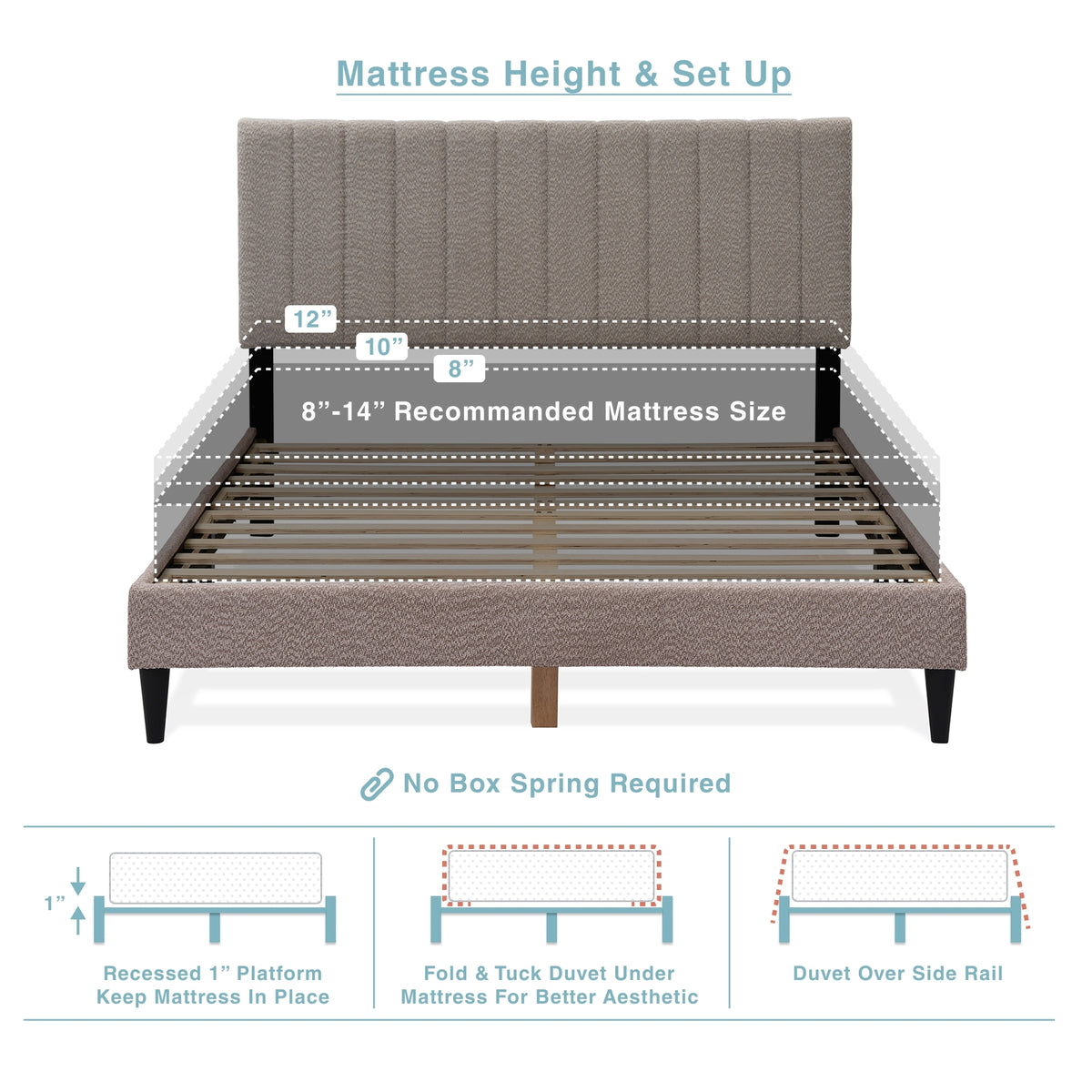 Anthony & Home Boucle Queen Platform Bed Frame in limited edition, showcasing a stylish and modern bedroom furniture piece.