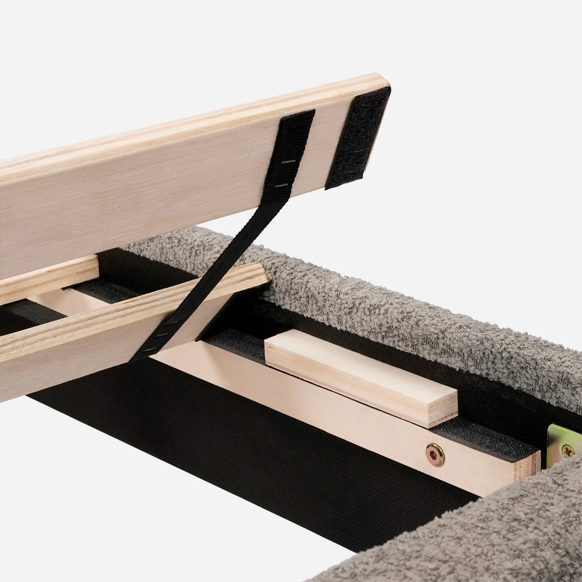 Anthony & Home Boucle Queen Platform Bed Frame in limited edition, featuring a plush boucle fabric and sturdy wooden legs.