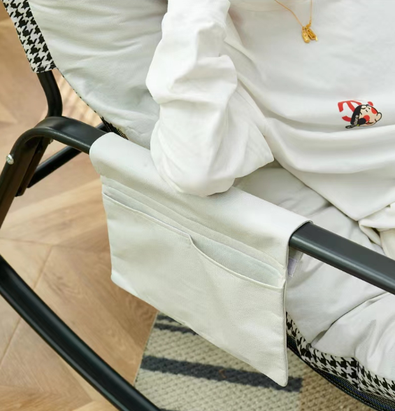 White boucle rocking chair from Anthony & Home's Atelier Collection, featuring a stylish and comfortable design.
