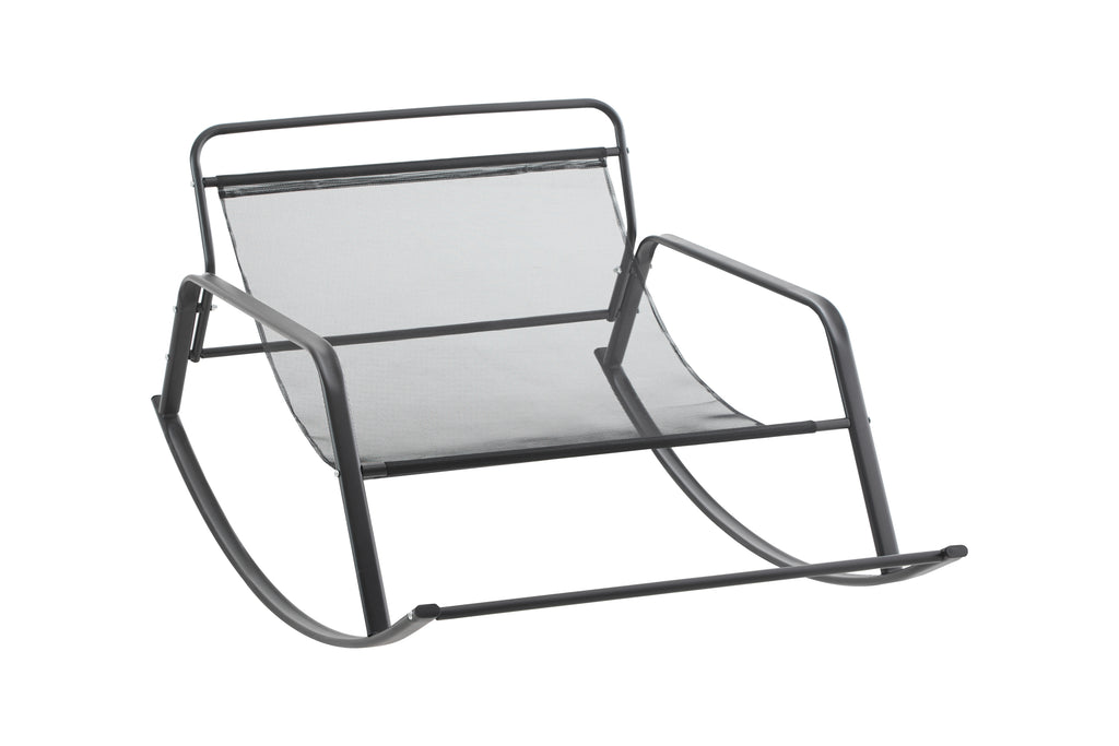 White boucle rocking chair from Anthony & Home's Atelier Collection, featuring a plush, textured fabric and sleek wooden rocking base.