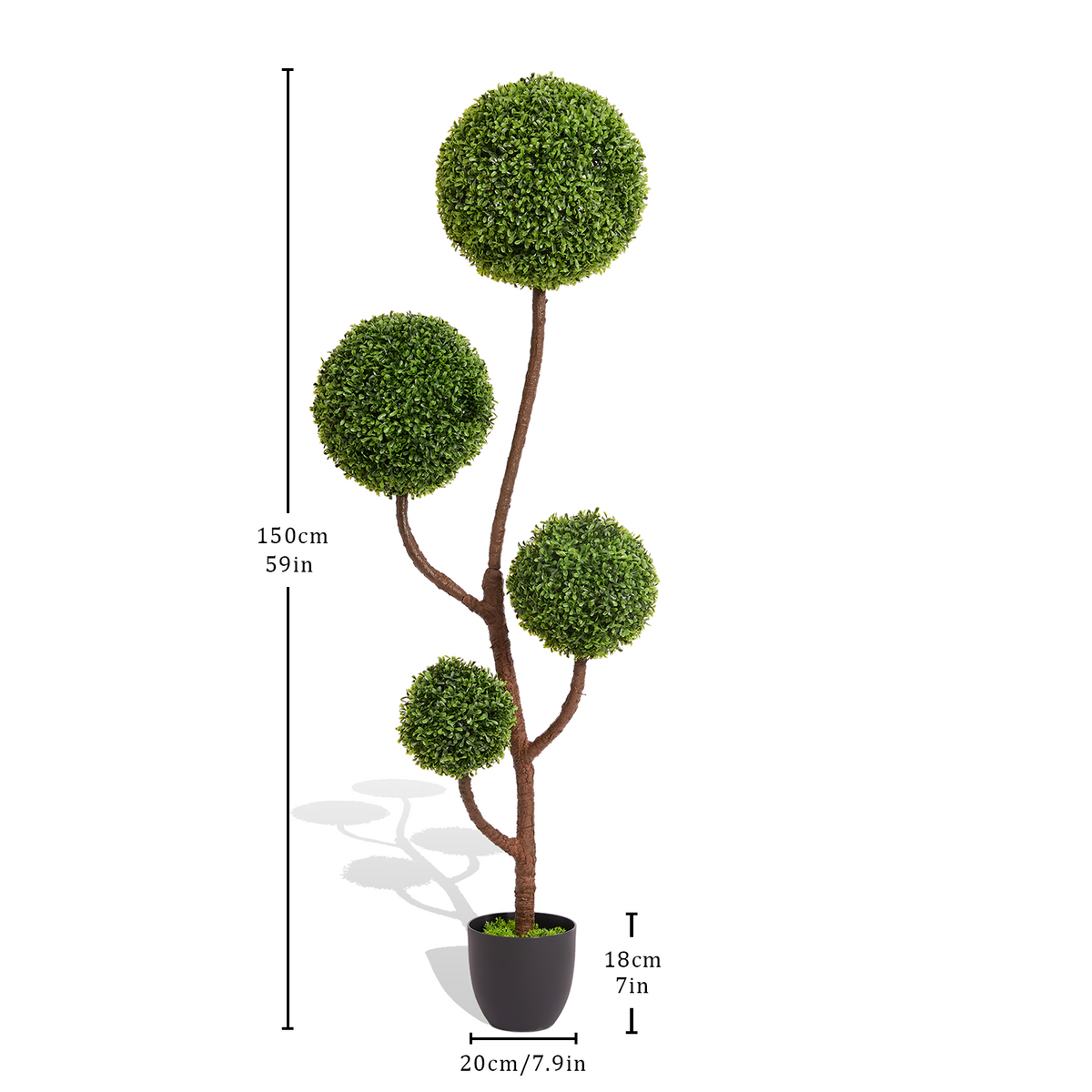 Anthony & Home Boxwood Topiary Tree Triple Ball, 59-inch artificial greenery for elegant garden or indoor decor.