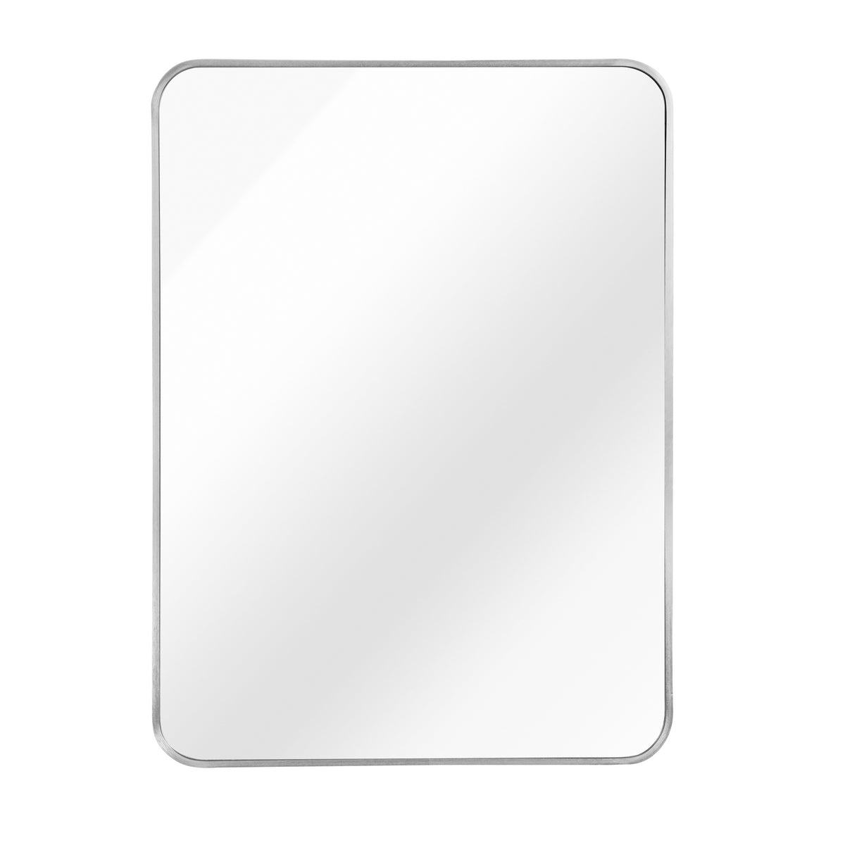 Brushed aluminum bathroom mirror 24x36 inches from Anthony & Home, showcasing a sleek rectangular design with a modern finish.