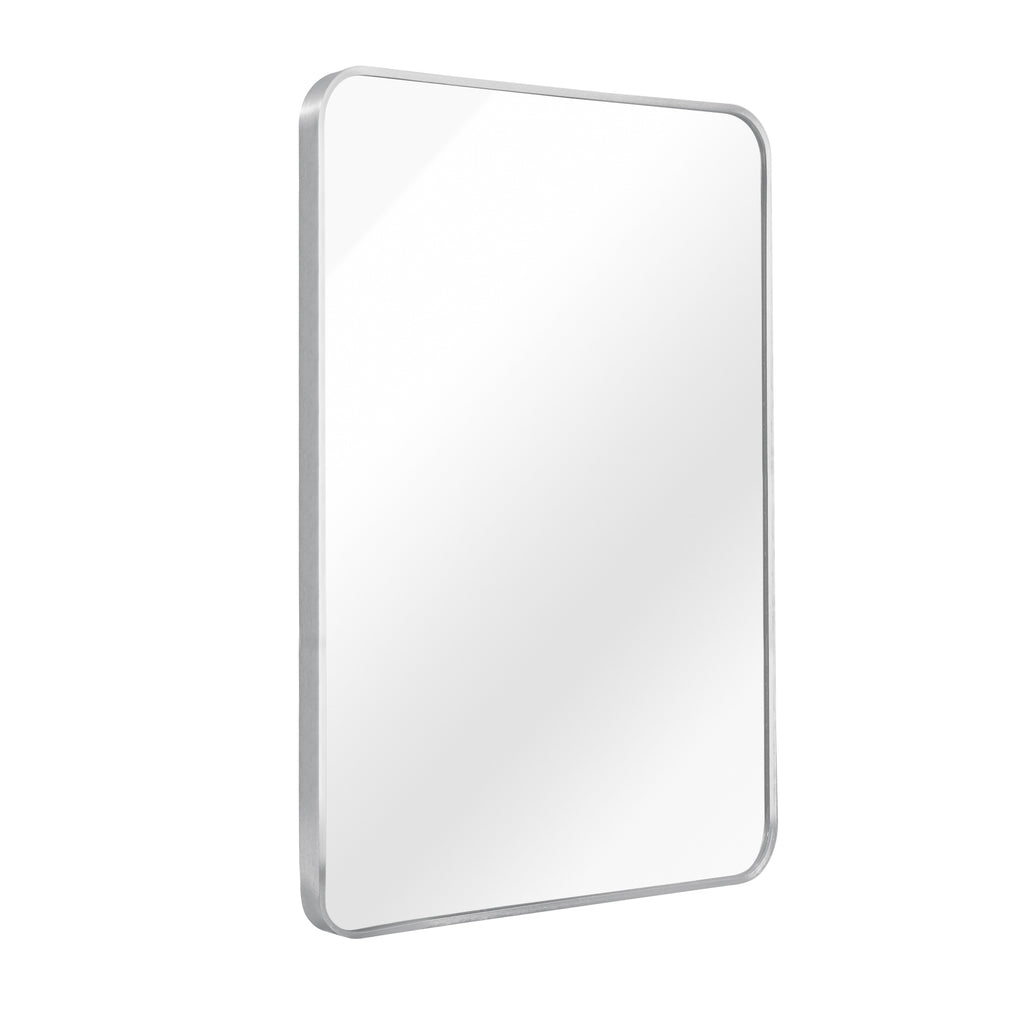 Brushed aluminum bathroom mirror 24x36 inches from Anthony & Home collection, with sleek rectangular design and polished surface.