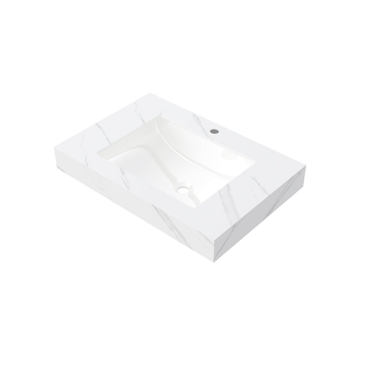 Carrara White Sintered Stone studio countertop by Anthony & Home, showcasing smooth surface and elegant white marble pattern.