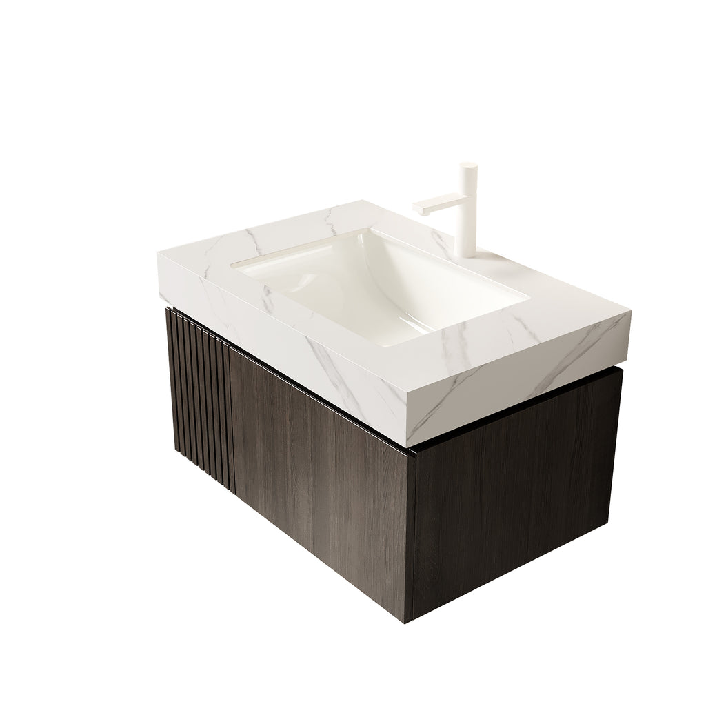 Carrara White Sintered Stone Studio Countertop by Anthony & Home showing polished surface and elegant veining details.