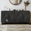 Carved Flower black studio storage cabinet by Anthony & Home with intricate floral detailing and ample storage space.