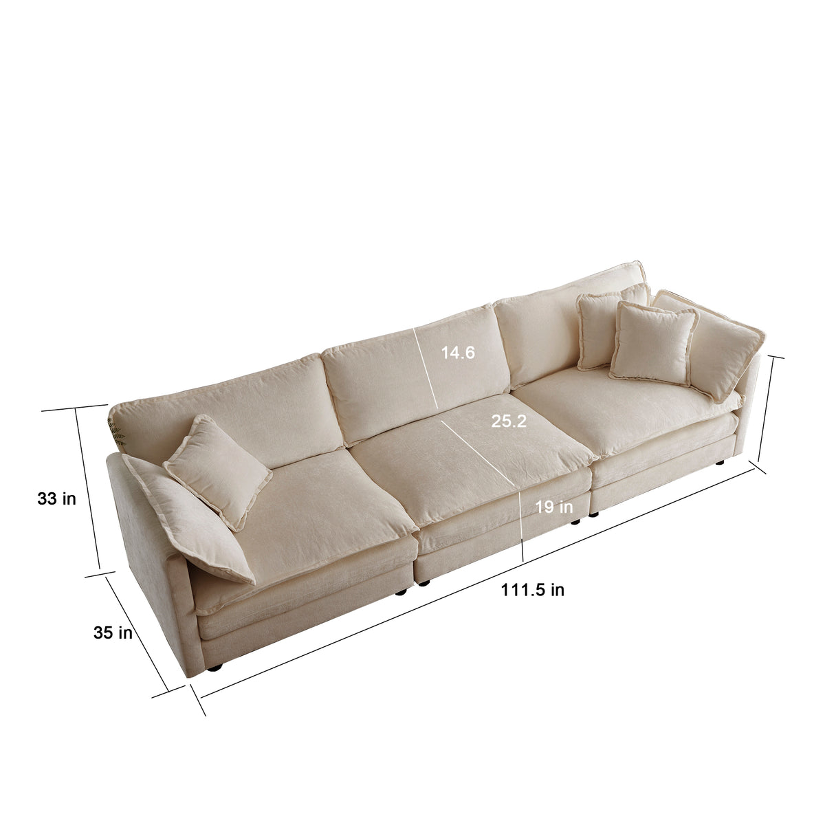 Beige chenille L-shaped sectional sofa from Anthony & Home's Chenille Collection, featuring plush cushions and modern design.