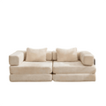 Anthony & Home Chenille Convertible Floor Sofa Bed, limited edition in soft chenille fabric, shown in a folded and unfolded position