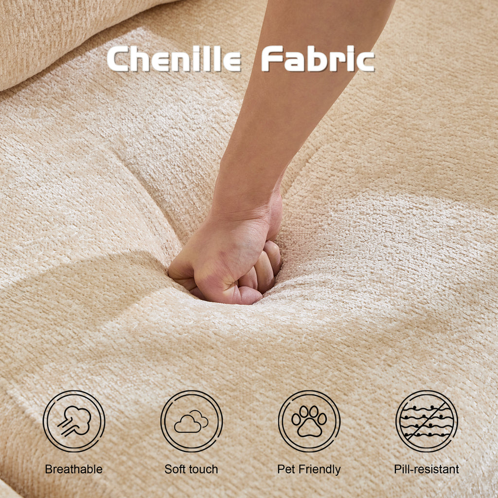 Anthony & Home chenille convertible floor sofa bed in limited edition, showcasing its plush fabric and versatile design.
