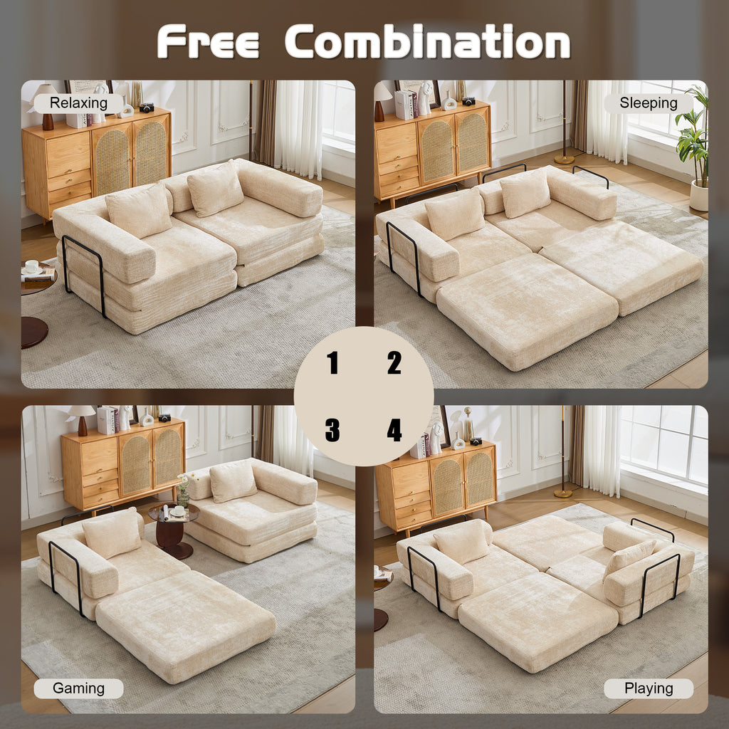 Anthony & Home chenille convertible floor sofa bed in limited edition, showing plush upholstered seating and fold-out bed feature.