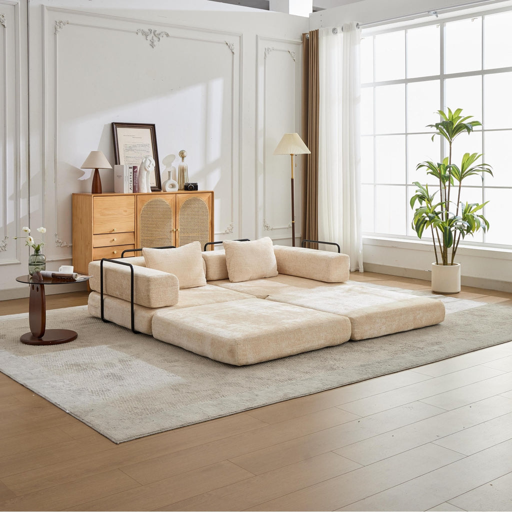 Anthony & Home chenille convertible floor sofa bed in limited edition, showcasing soft chenille fabric and versatile design.