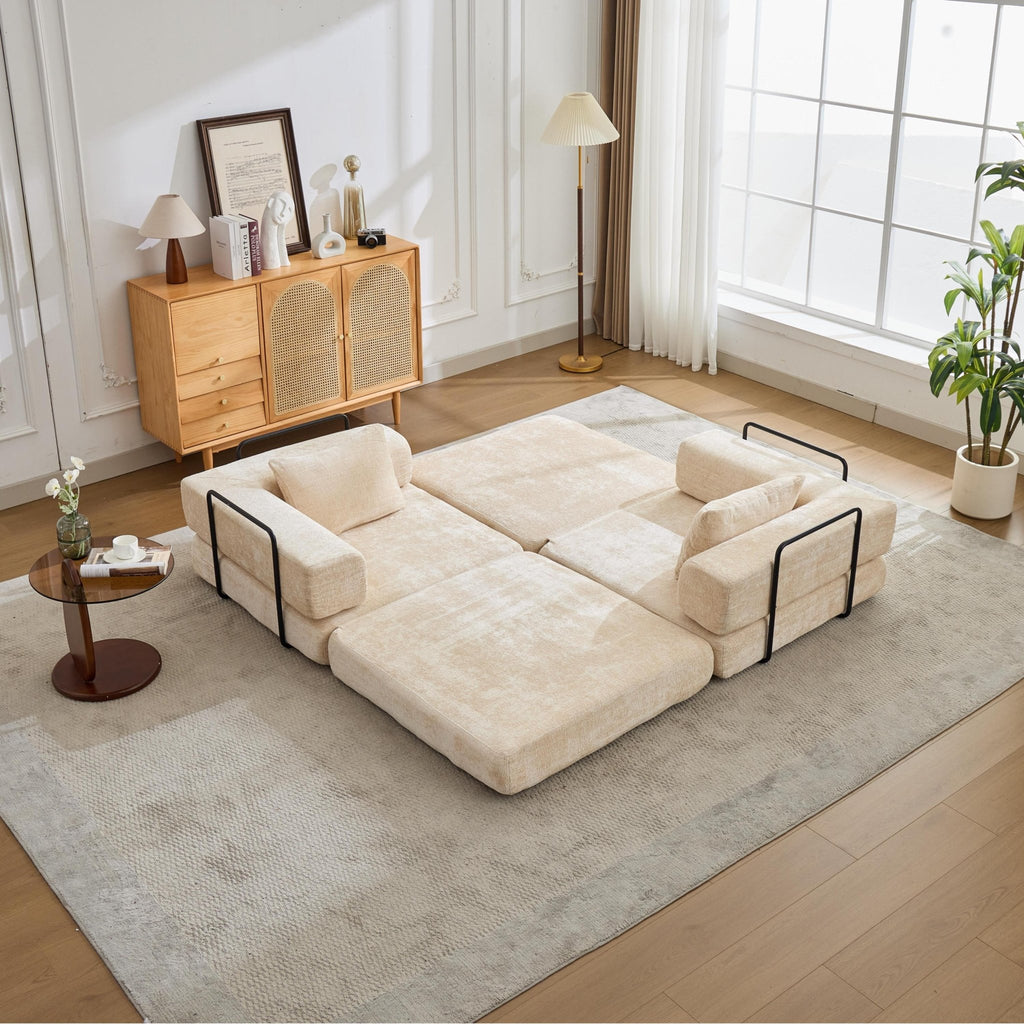 Anthony & Home chenille convertible floor sofa bed in limited edition, showcasing plush upholstery and versatile design.