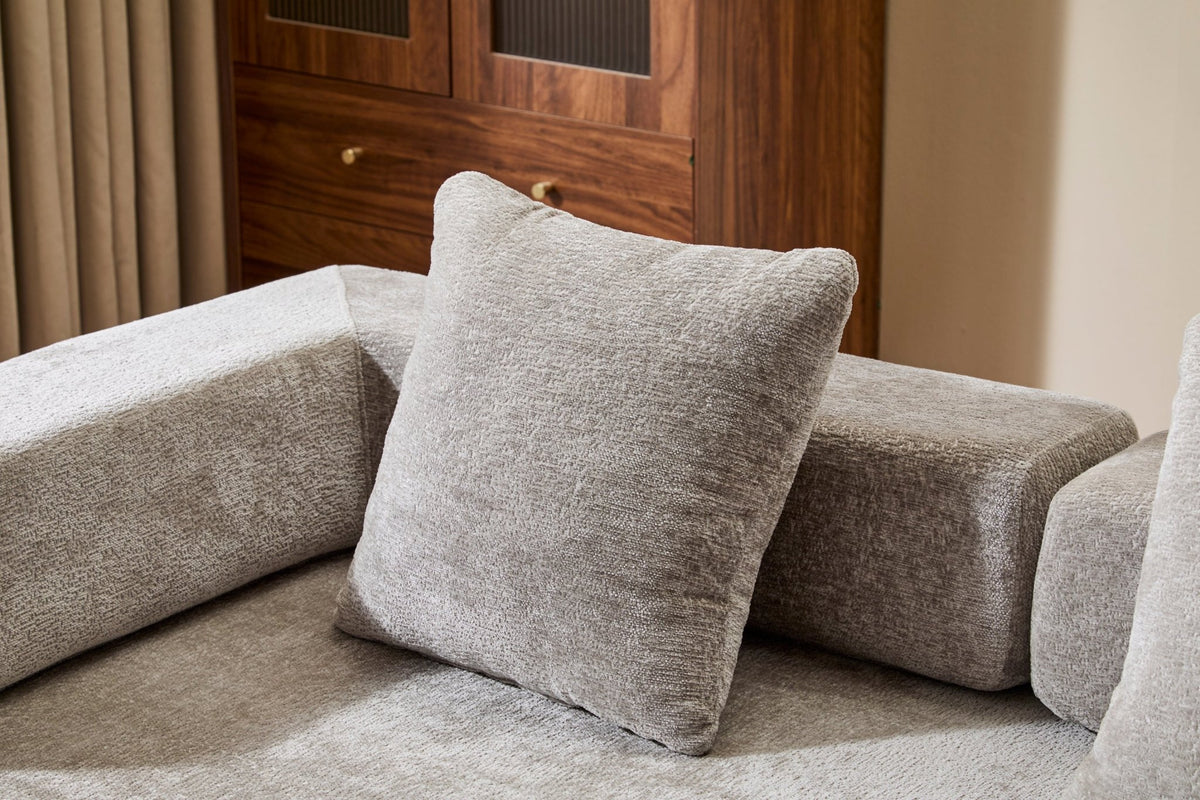 Light grey Anthony & Home Chenille Floor Sofa Bed with pillow back, convertible design, Signature Edition, cozy and versatile furniture piece.