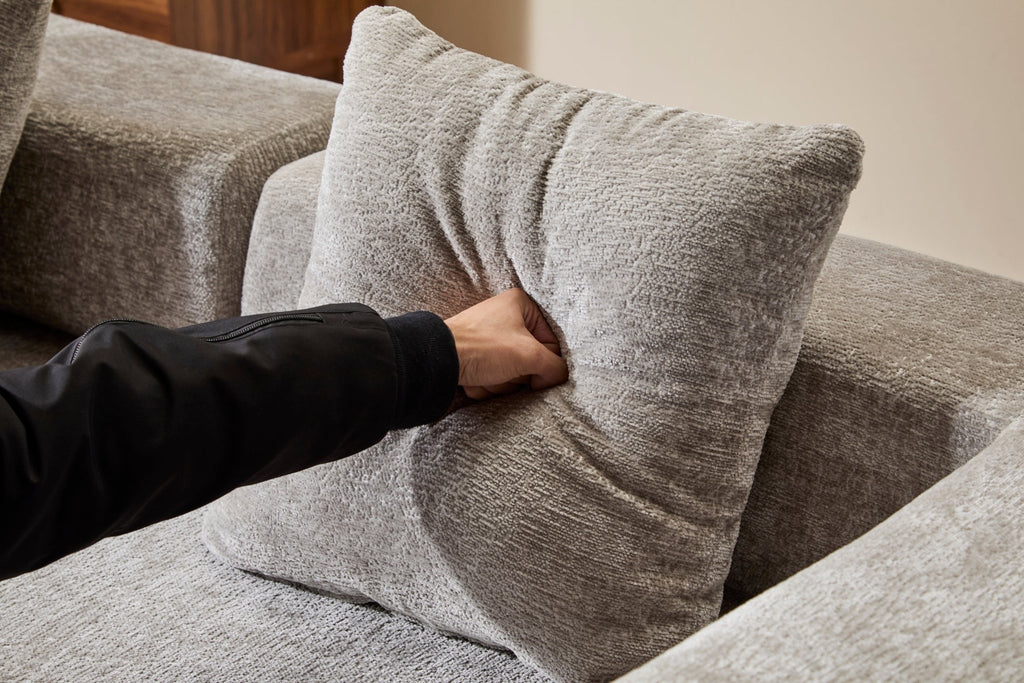 Light grey Anthony & Home Chenille Floor Sofa Bed with pillow back in convertible design, Signature Edition style.
