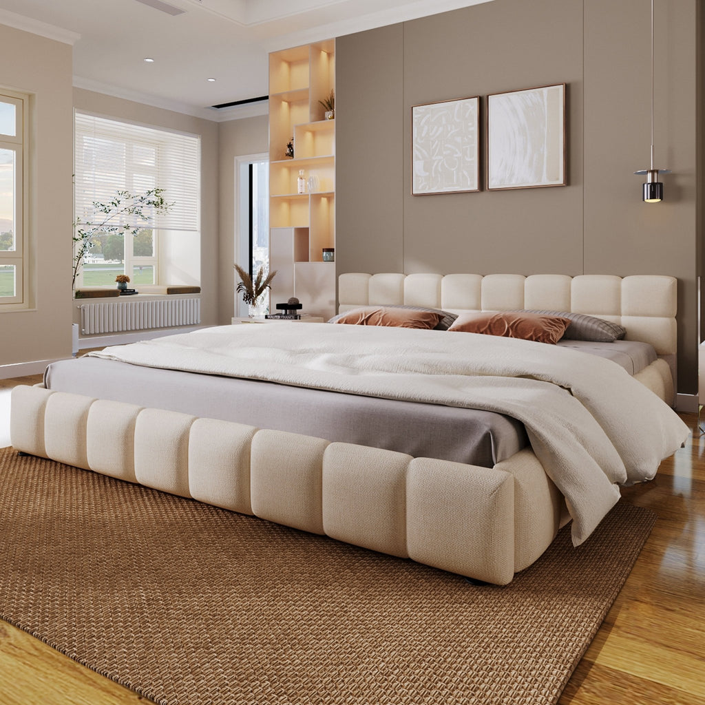 Chenille King bed with checkerboard design from Anthony & Home, featuring soft, plush bedding in a modern pattern.