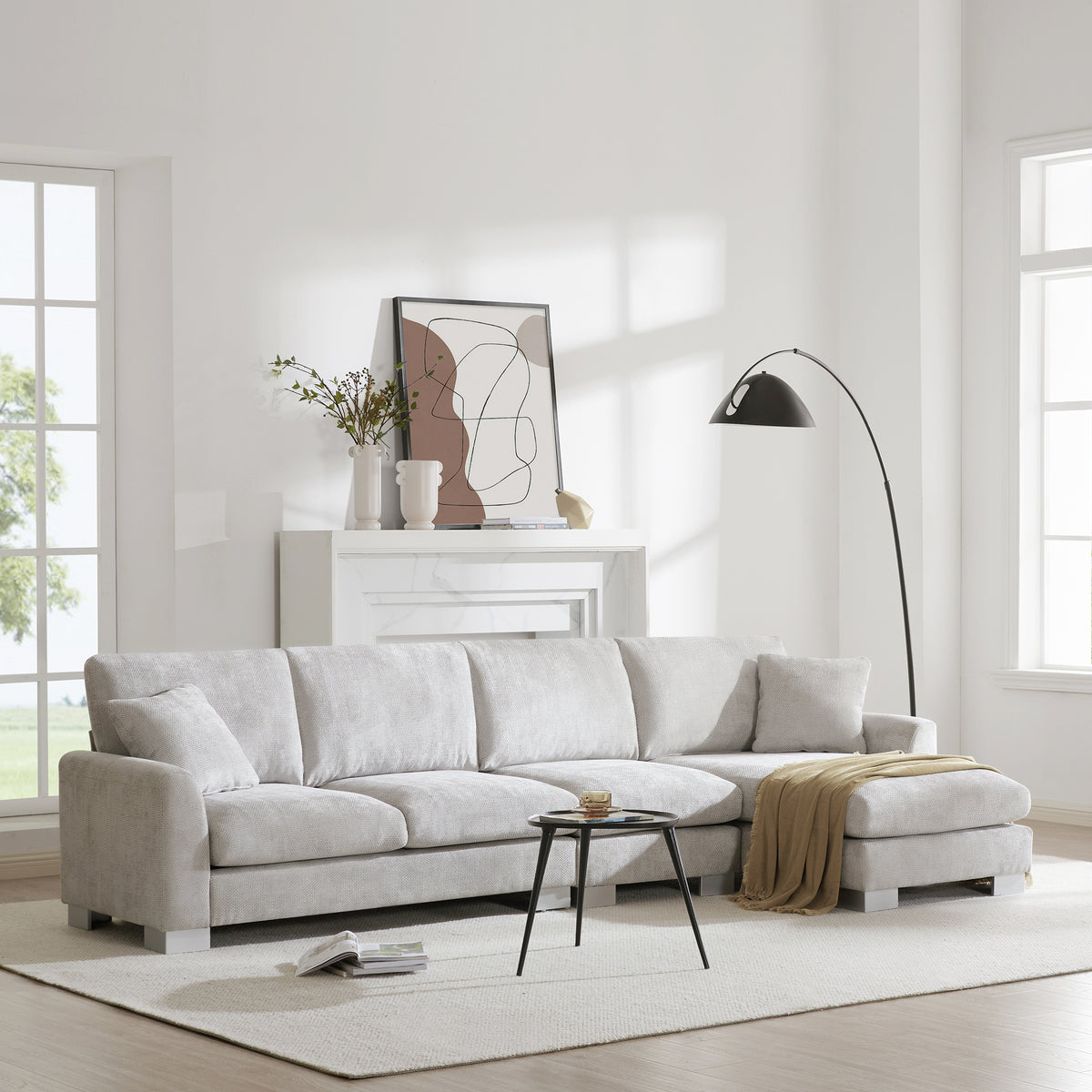 Anthony & Home Chenille L-Shaped Sectional Sofa Atelier Edition with plush cushions and modern design in a cozy living room setting.