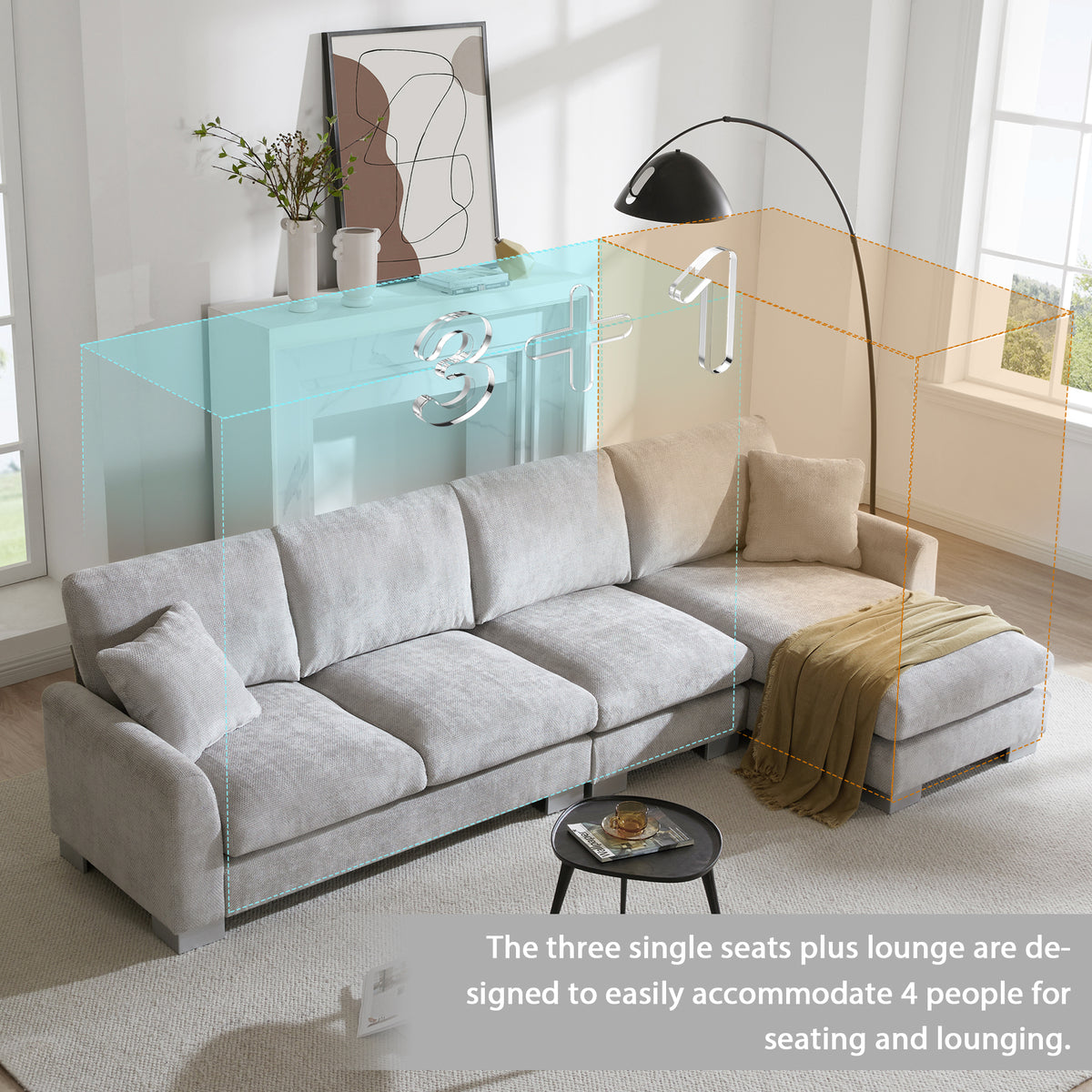 Anthony & Home Chenille L-Shaped Sectional Sofa from the Atelier Edition, featuring plush chenille upholstery and modern design.