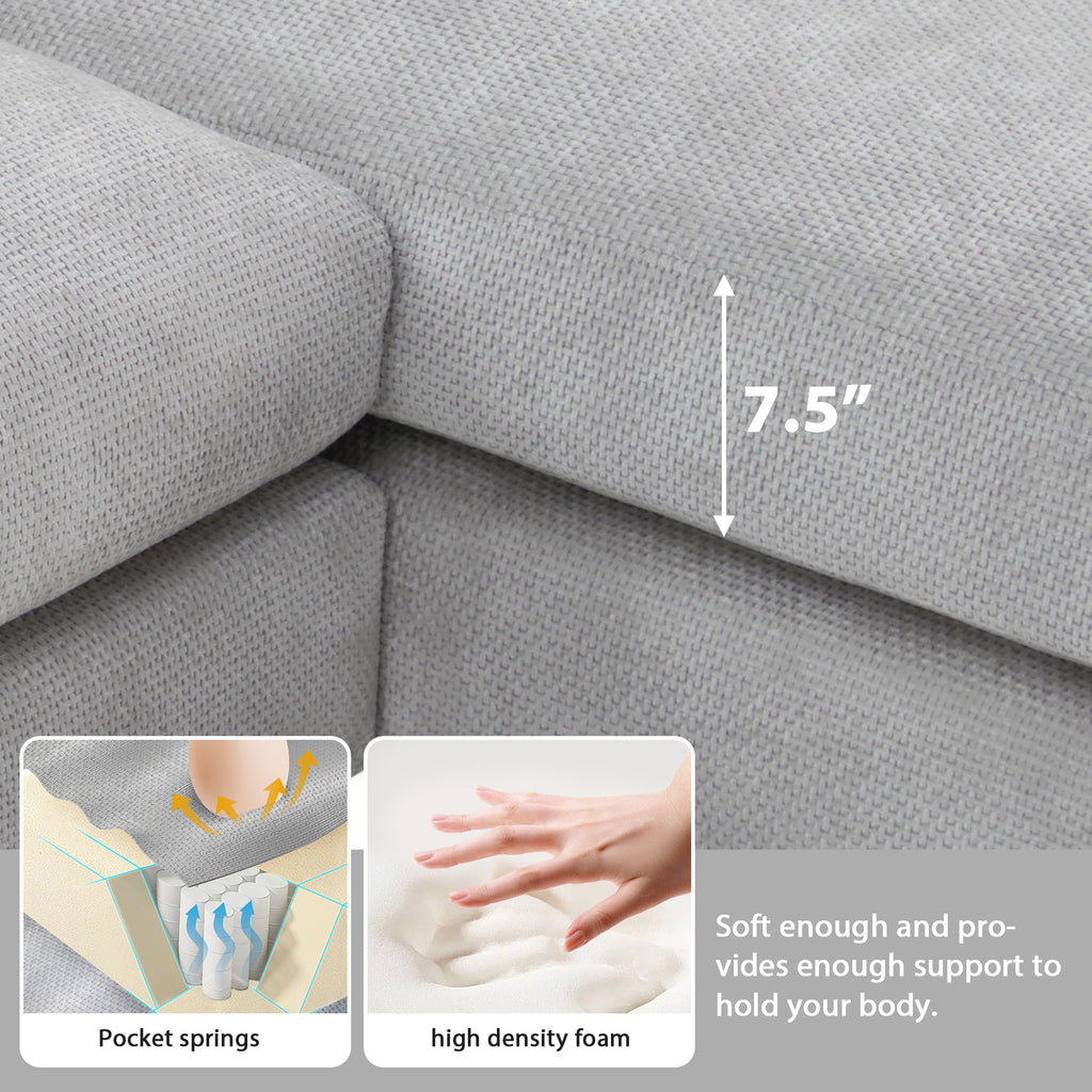 Anthony & Home Chenille L-Shaped Sectional Sofa from the Atelier Edition with plush chenille fabric and modern design.