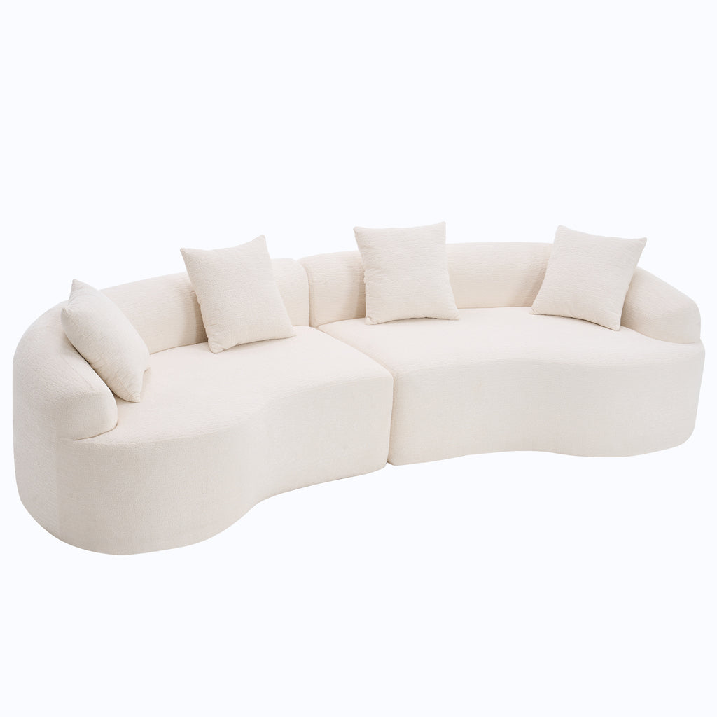 Anthony & Home Chenille Luxe Signature Curved Modular Sofa in Cloud White premium upholstery, showcasing soft, plush fabric and elegant design.