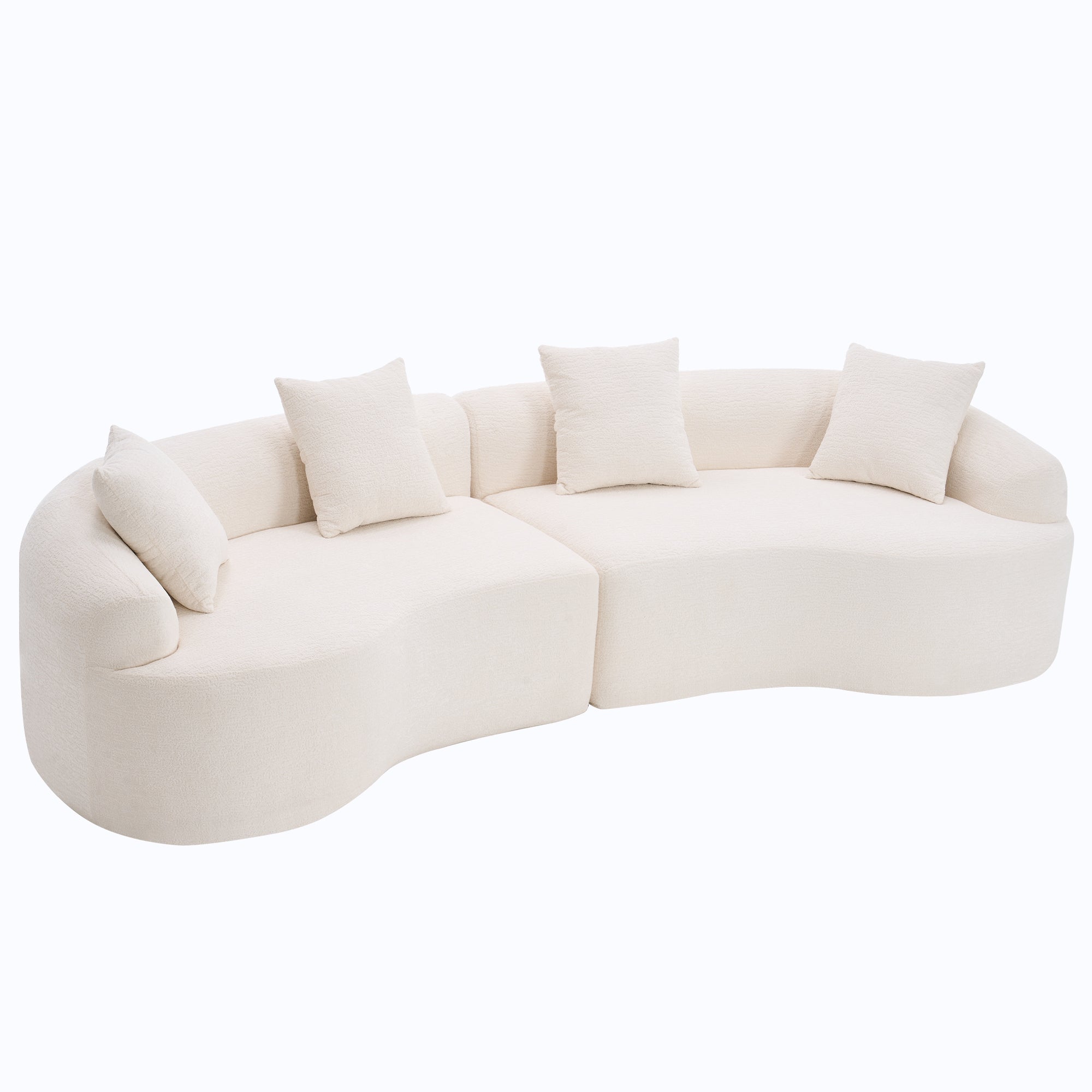 Anthony & Home Chenille Luxe Signature Curved Modular Sofa in Cloud White premium upholstery, showcasing soft, plush fabric and elegant design.