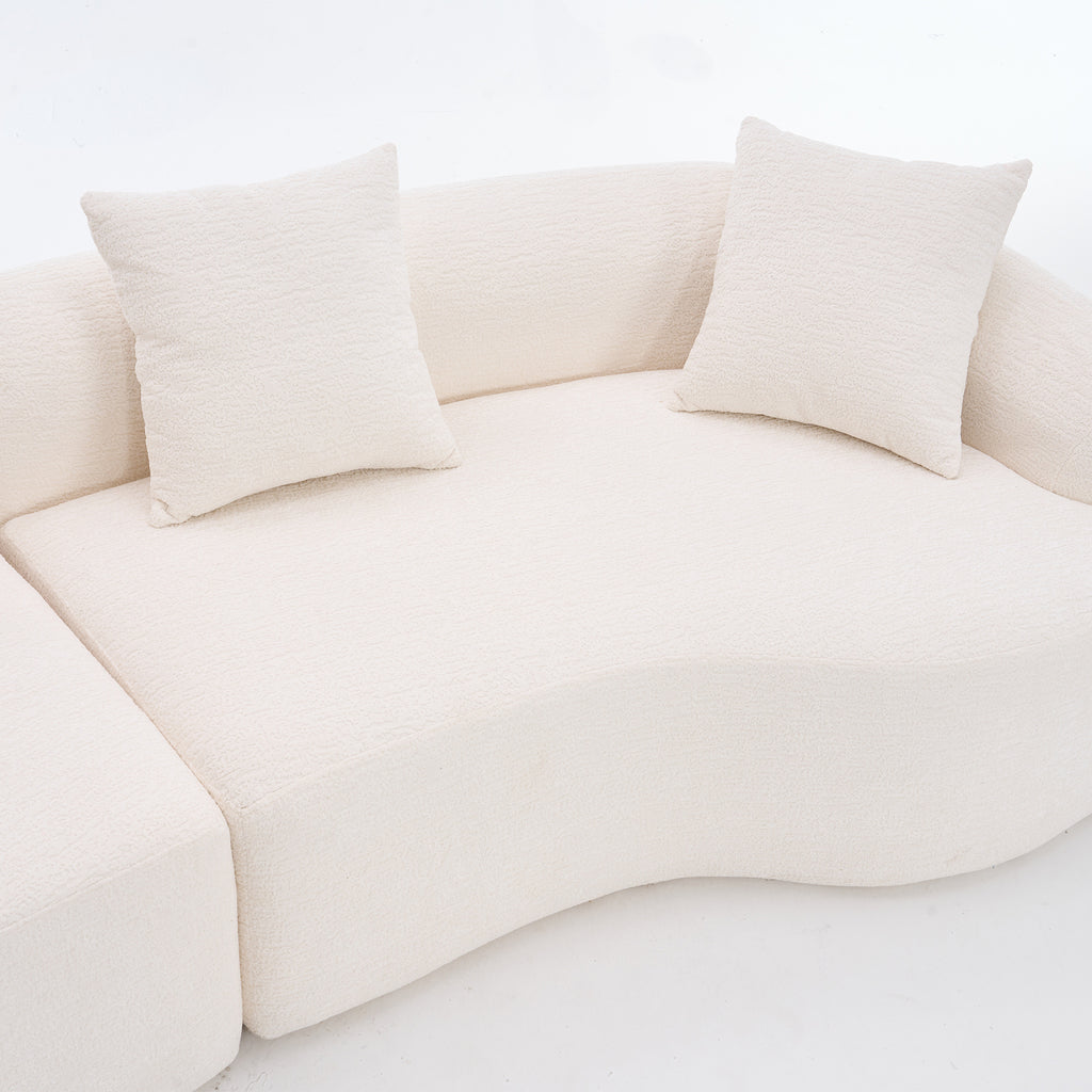 Anthony & Home Chenille Luxe Signature Curved Modular Sofa in Cloud White premium upholstery, showing plush cushions and sleek design.