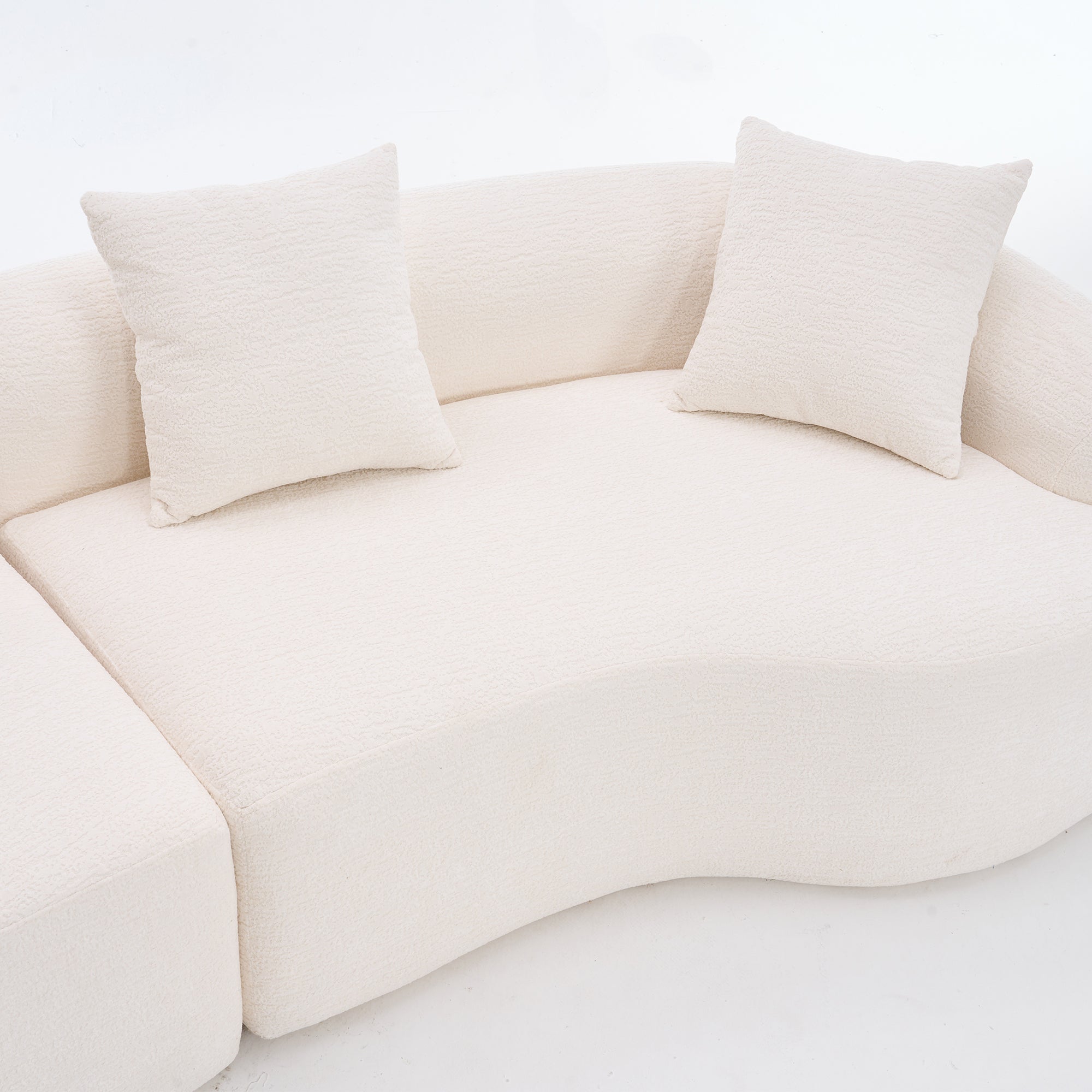 Anthony & Home Chenille Luxe Signature Curved Modular Sofa in Cloud White premium upholstery, showing plush cushions and sleek design.