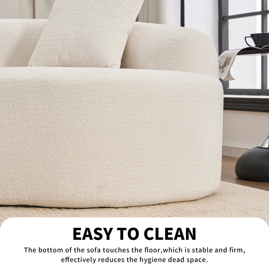 Anthony & Home Chenille Luxe Signature curved modular sofa in cloud white premium upholstery, shown in a stylish living room setting.