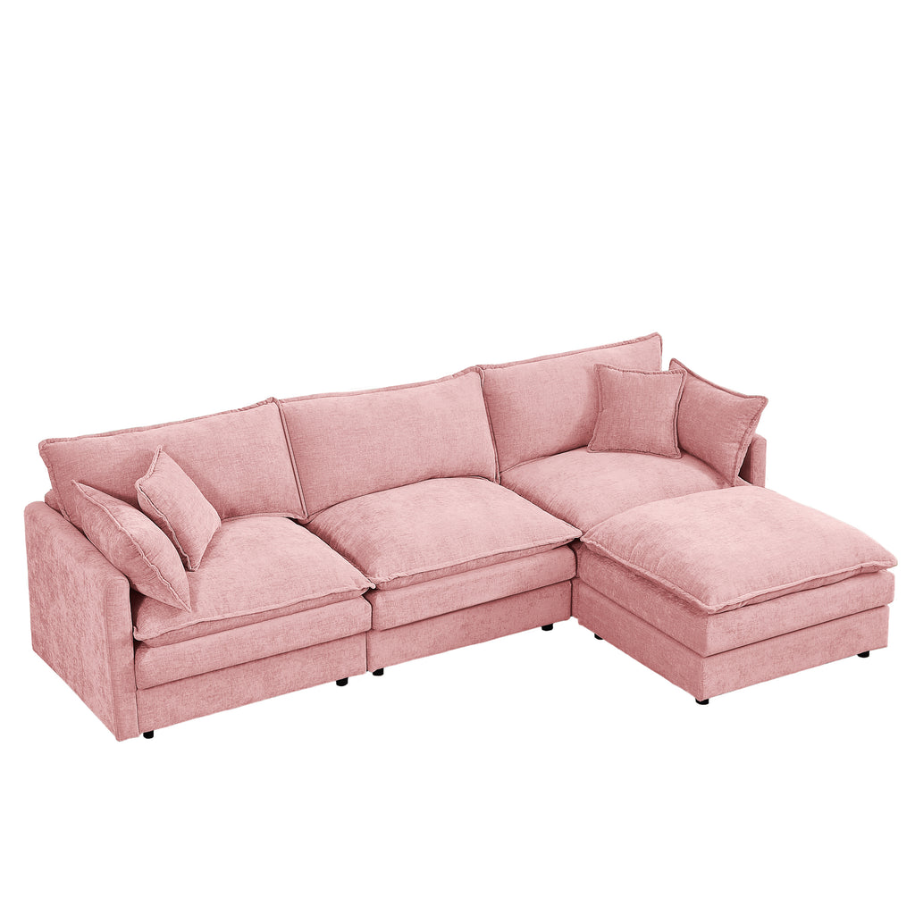 Anthony & Home chenille modular sectional sofa, 102-inch L-shaped with movable ottoman in a stylish living room setting