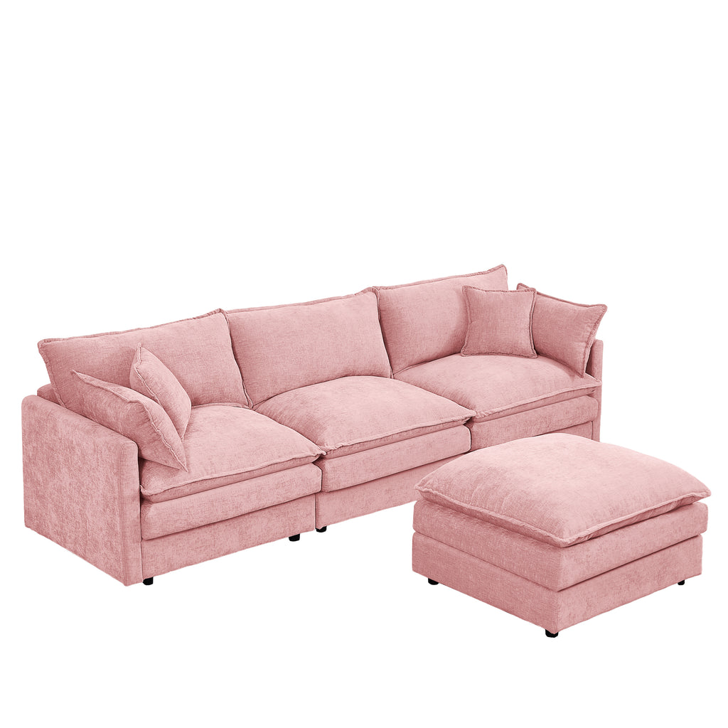 Anthony & Home Chenille Modular Sectional Sofa, 102-inch L-shaped with movable ottoman, Studio Collection, in a cozy living room setting