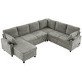 Light grey Anthony & Home chenille sectional sofa bed with plush cushions and modern design, exclusive edition for stylish living spaces.