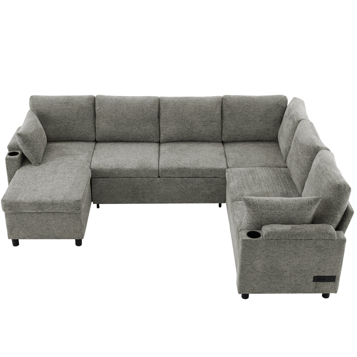 Light grey Anthony & Home Chenille sectional sofa bed with plush upholstery, modern design, and spacious seating arrangement.