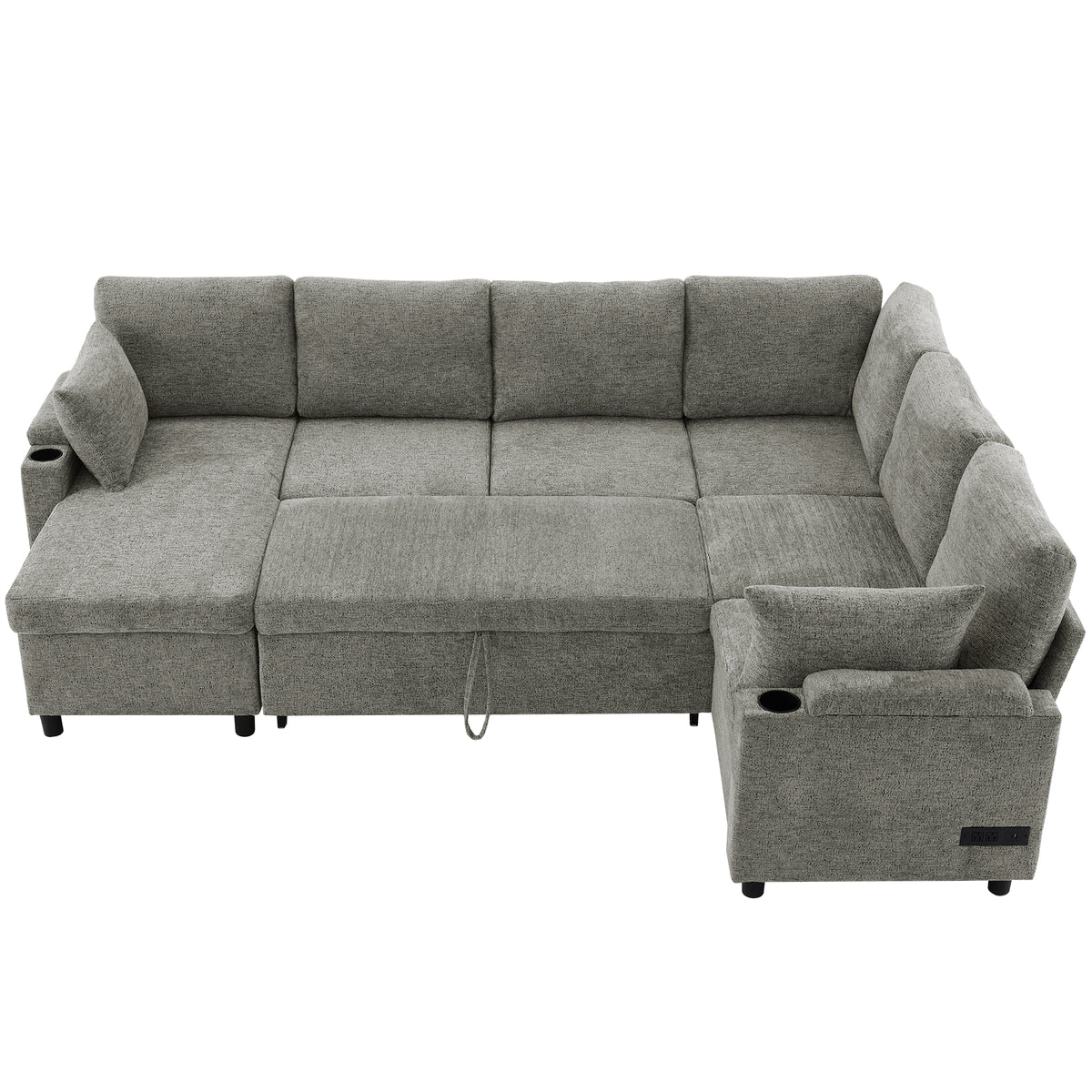 Light grey Anthony & Home chenille sectional sofa bed with plush cushions and modern design, perfect for versatile living spaces.