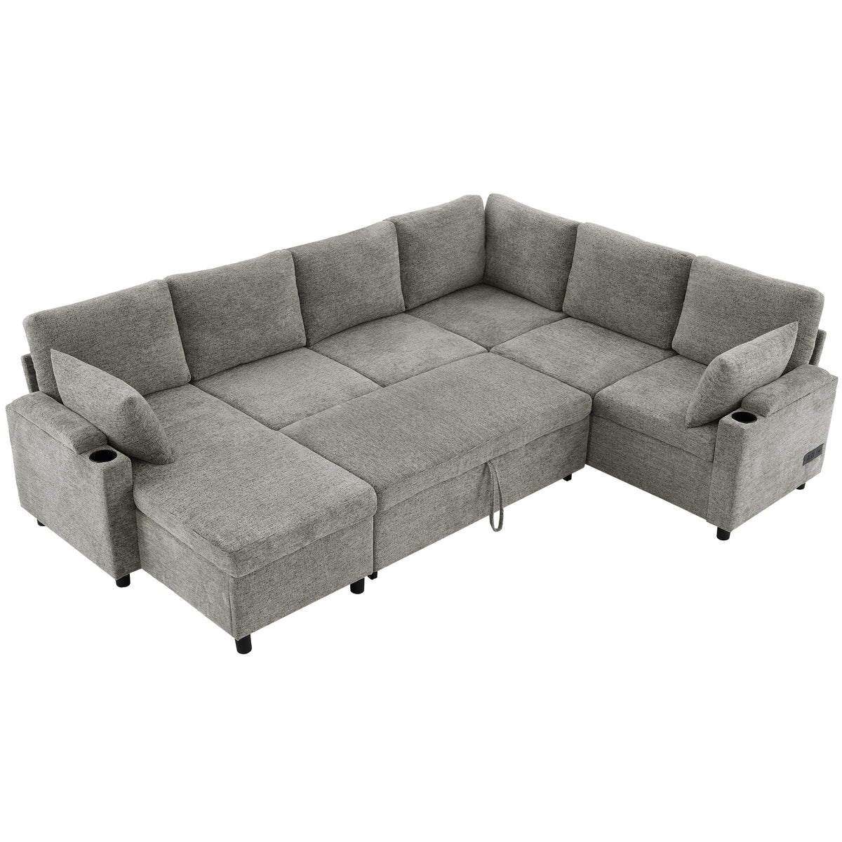 Light grey Anthony & Home chenille sectional sofa bed from the exclusive edition, showcasing plush upholstery and spacious seating.