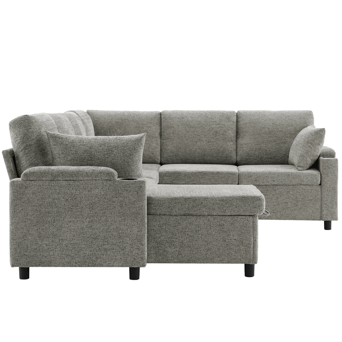 Light grey Anthony & Home Chenille sectional sofa bed with plush cushions and modern design, perfect for living room relaxation.