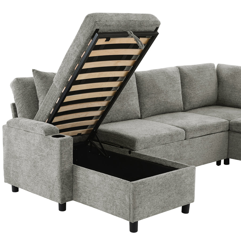 Light grey Anthony & Home Chenille sectional sofa bed in an exclusive edition, showcasing plush upholstery and modern design.