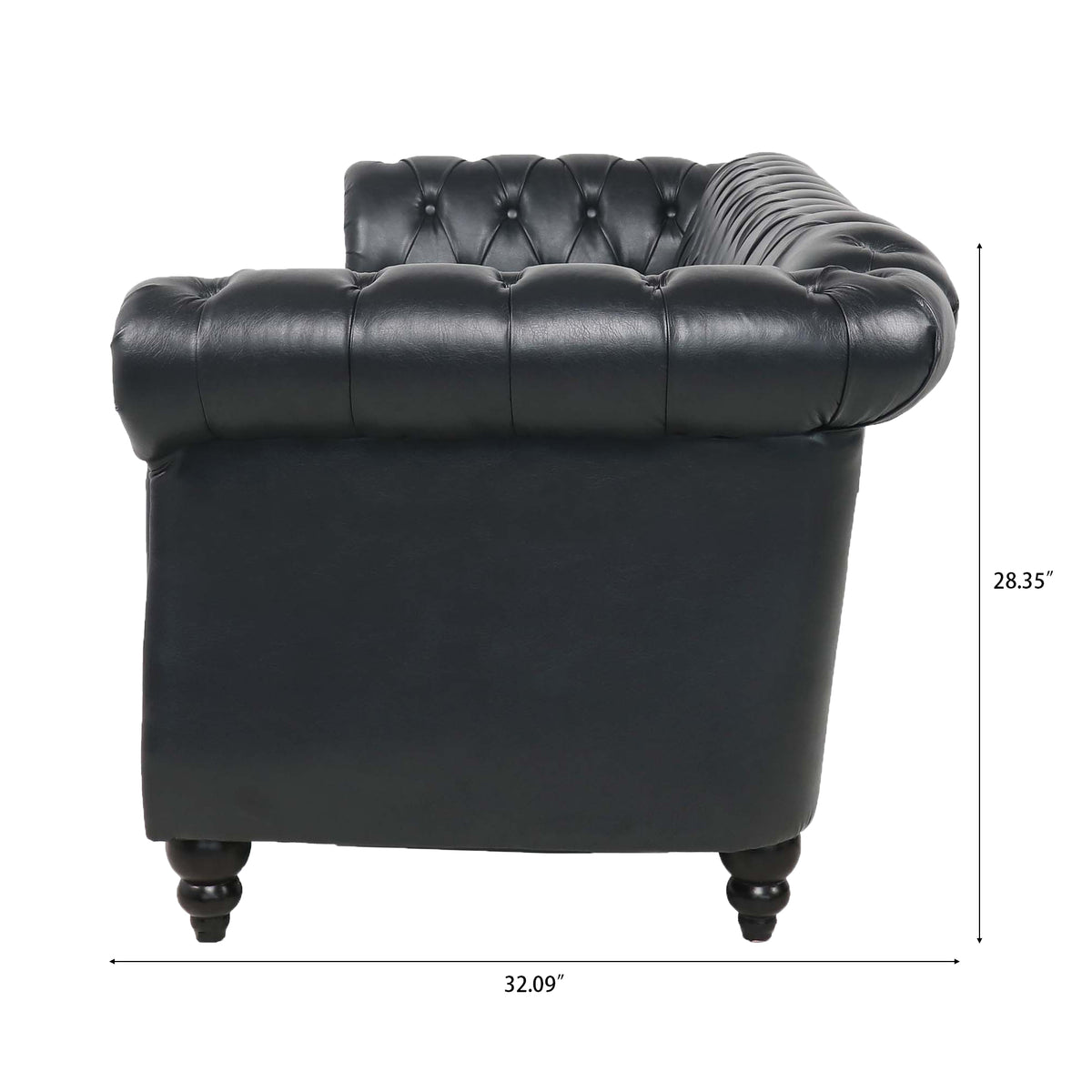 Anthony & Home Chesterfield rolled-arm three-seater sofa with plush upholstery and classic design, shown in a cozy living room setting.